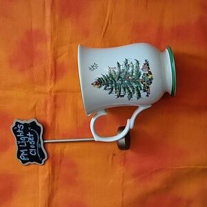 Spode Mug Christmas Tree Pattern China Ivory Green